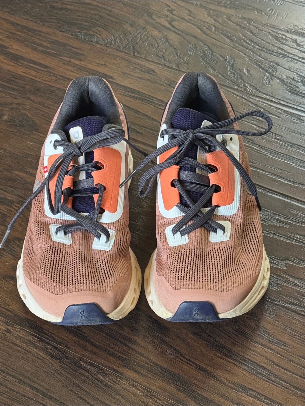 On Running Coral and Navy Women's Athletic Running Shoes